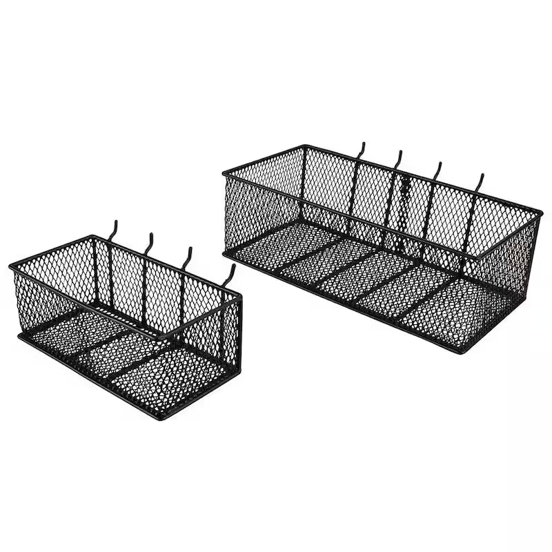 Black Steel Mesh Pegboard Basket 2-Pack M239