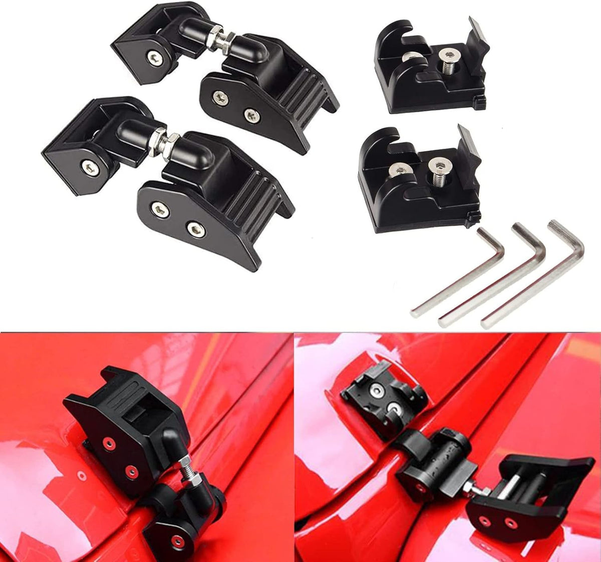 1 Pair Black Aluminum Hood Latches T982123