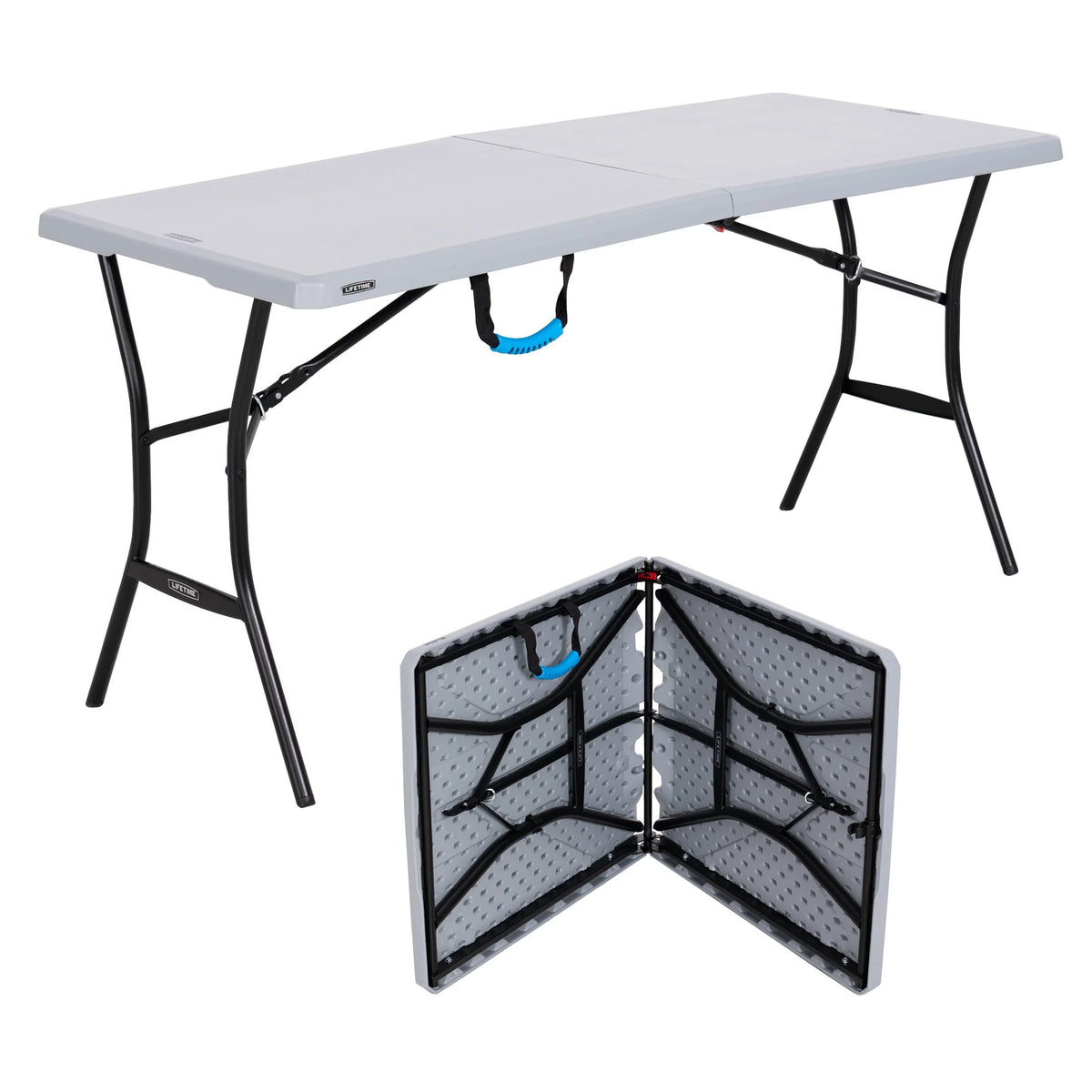 5 Foot Rectangle Fold-in-Half Table Gray D3382