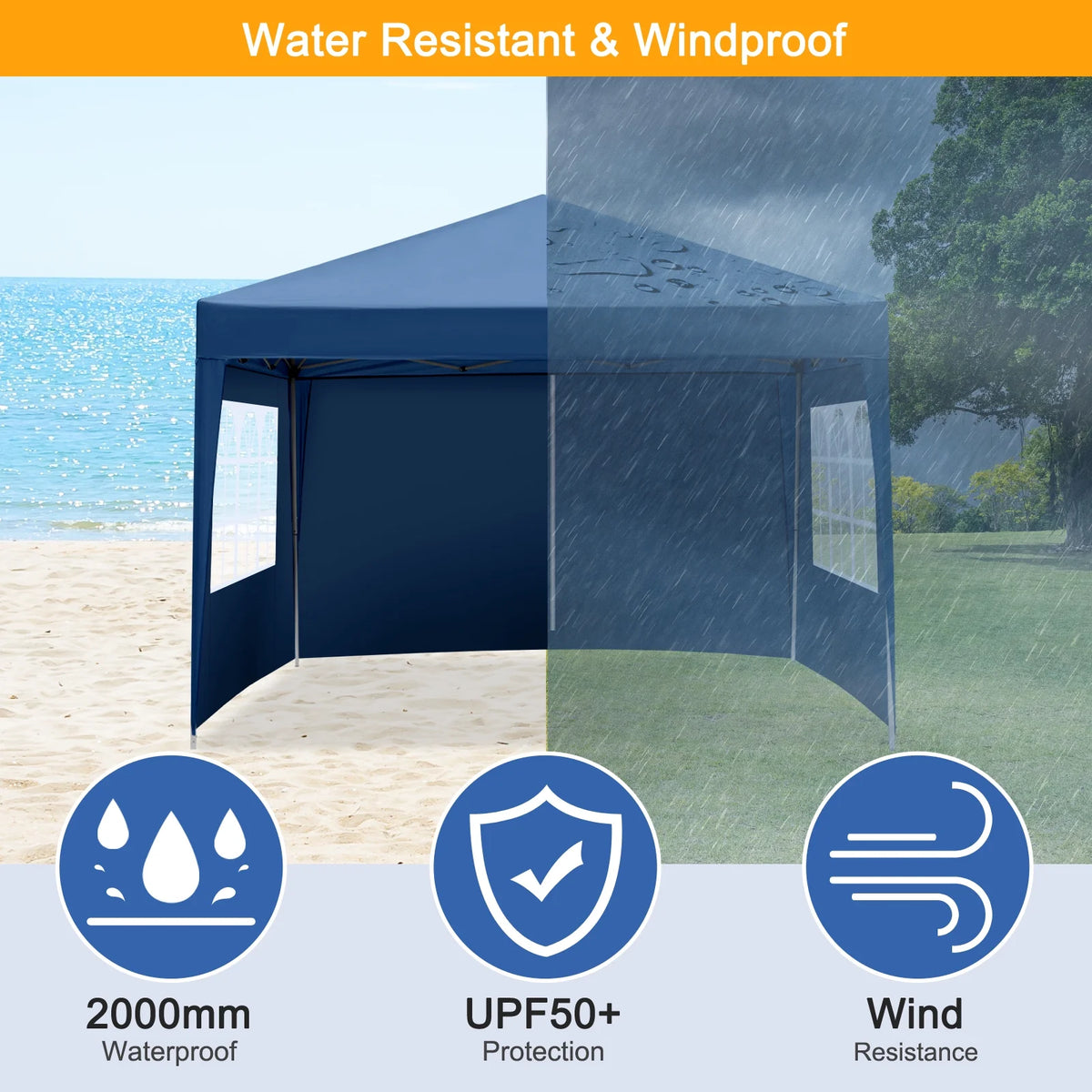10' x 10' Blue Folding Pop Up Canopy Tent with Carry Bag M660219