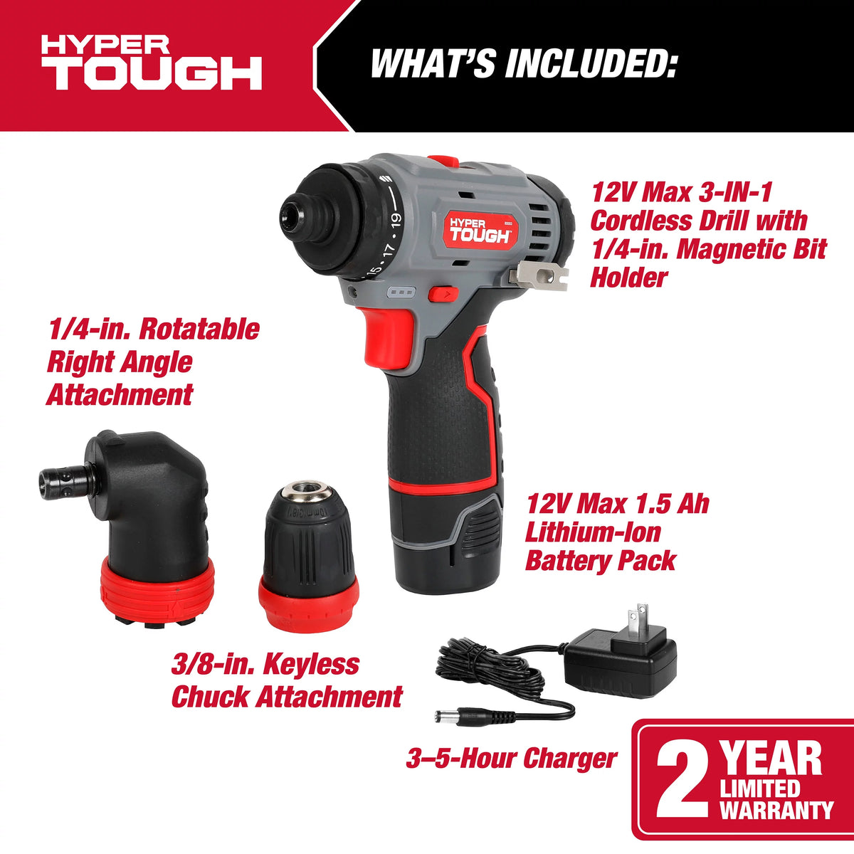 12V Max Lithium-Ion 3-in-1 Multi-Head Power Drill Set with Battery and Charger D770