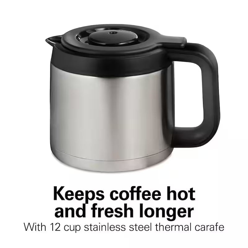 12-Cup Black and Stainless Steel Coffee Maker with Thermal Carafe C192