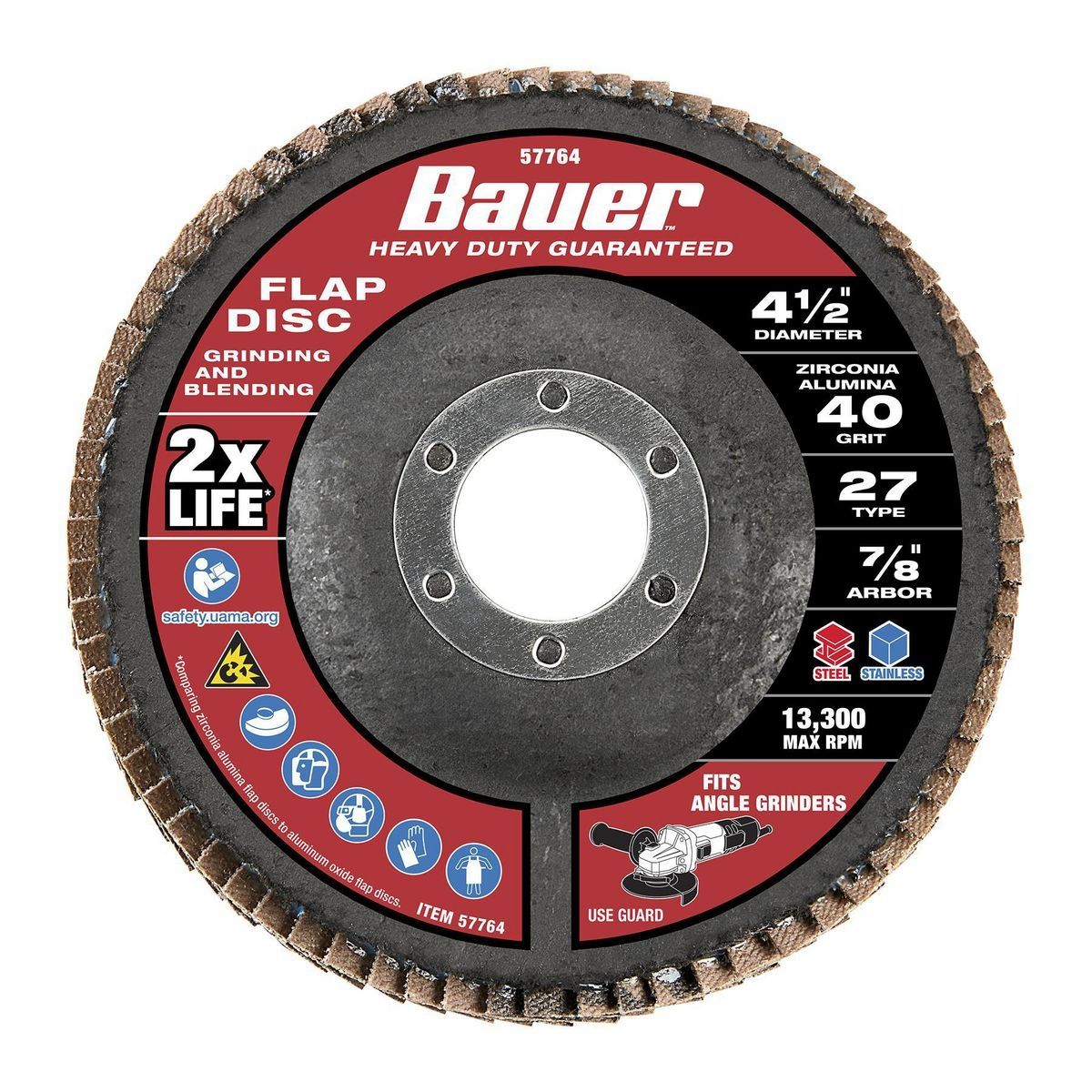 4-1/2 in. 40-Grit Type 27 Flap Disc with Fiberglass Backing and Zirconia Grain Z705169