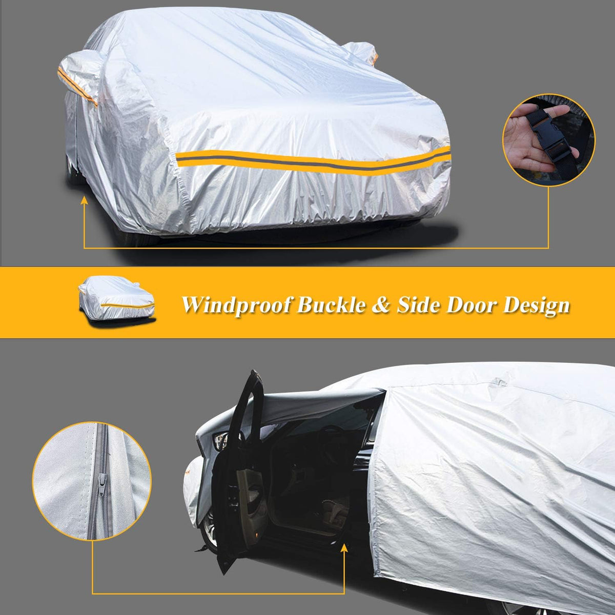Waterproof All Weather Car Cover with Zipper Cotton B947
