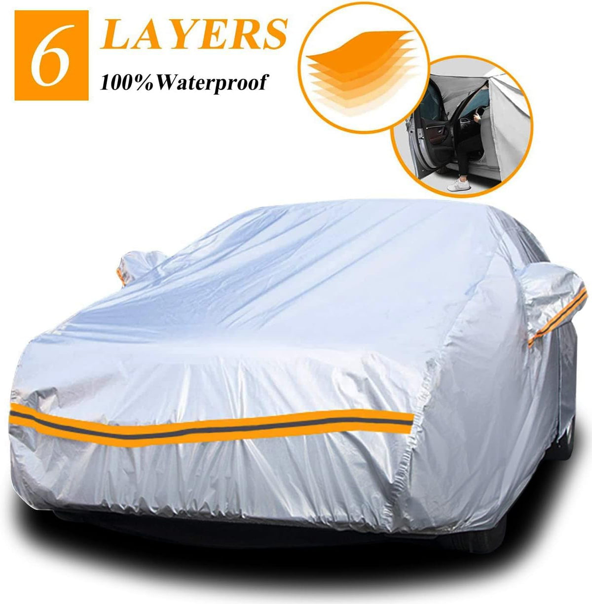 Waterproof All Weather Car Cover with Zipper Cotton B947
