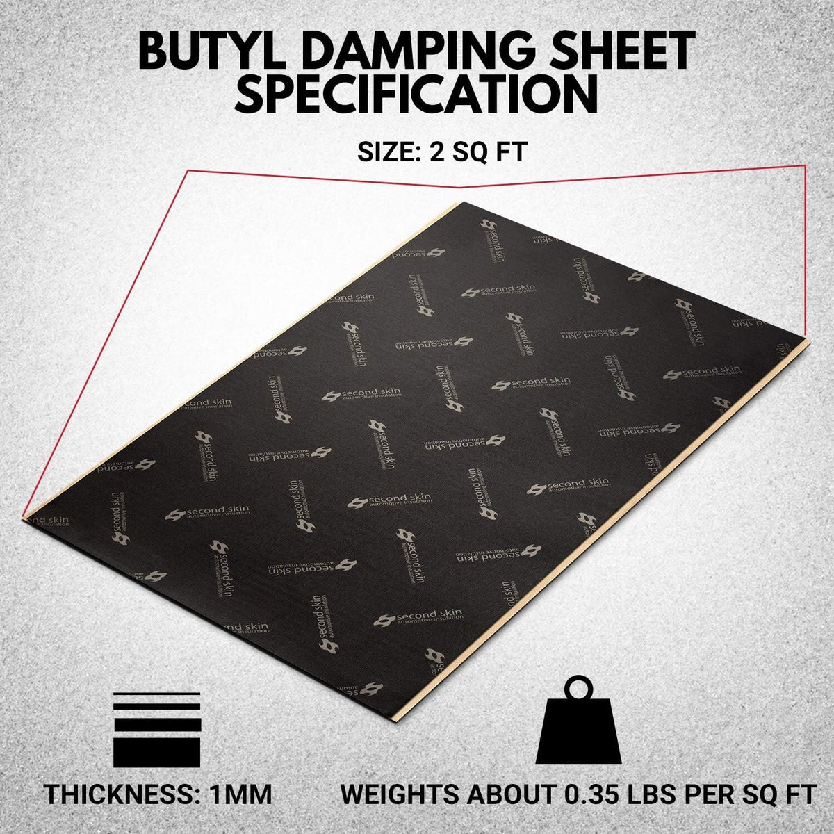 1mm Butyl Rubber Car Sound Deadening Material 10 Sq Ft 5 Sheets S98721