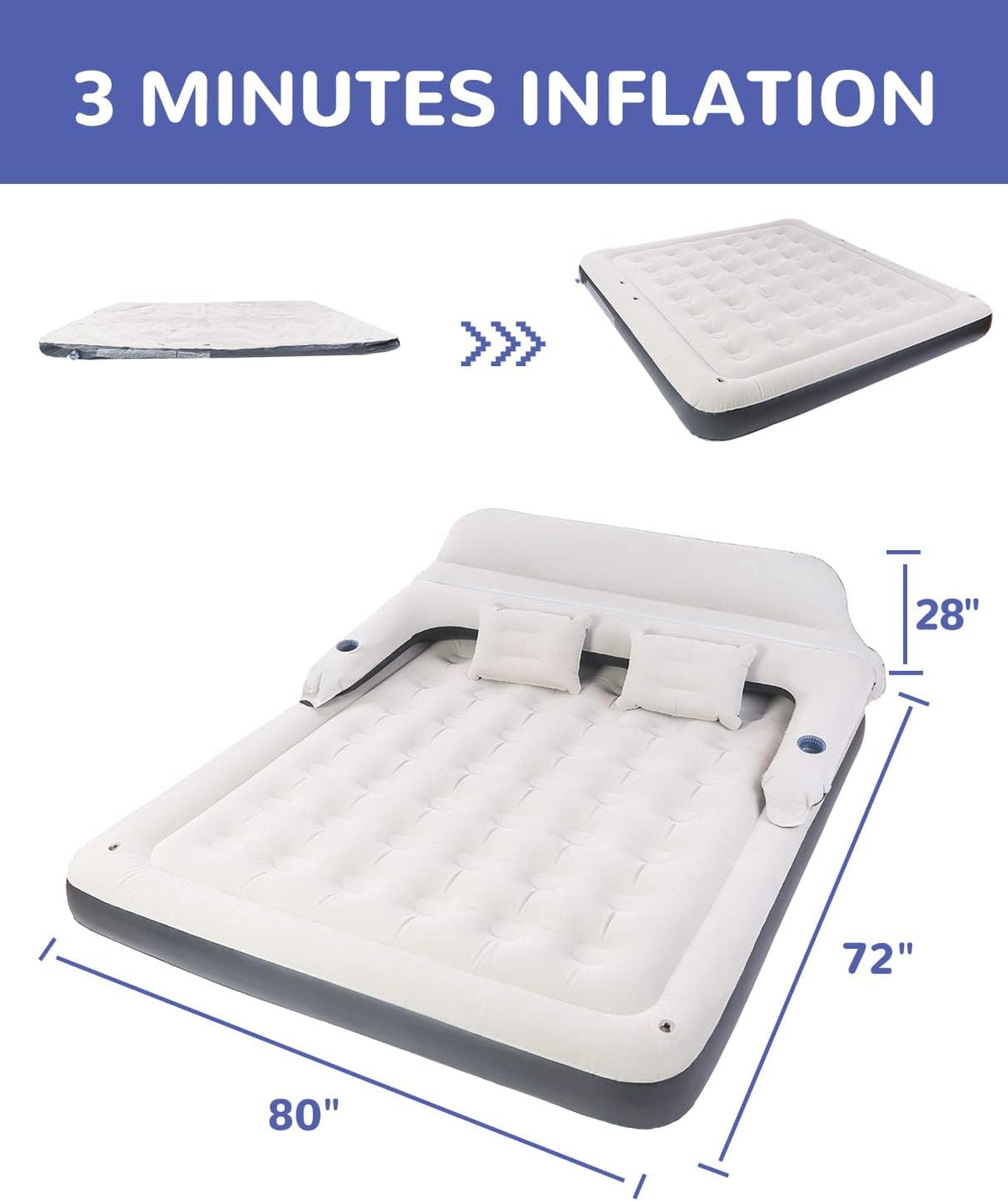 Queen 9 Raised Portable Double Inflatable Air Mattress with Backrest N5410