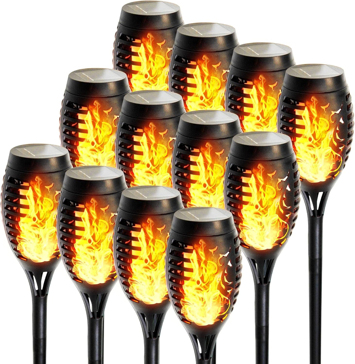 12-Pack Solar Torch Flame Lights Outdoor Waterproof D3152