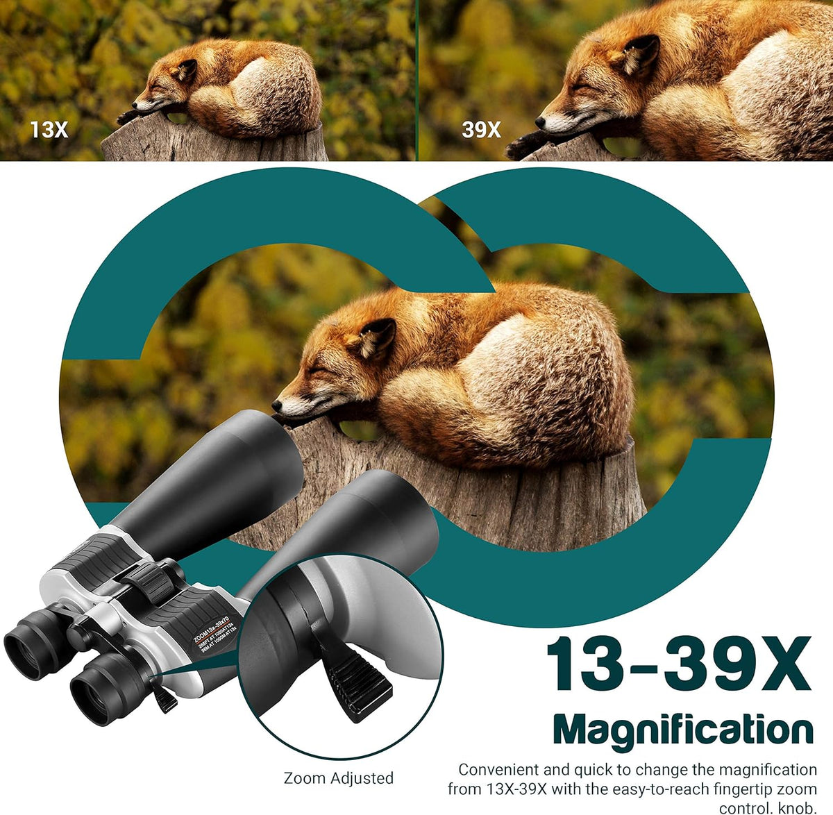 13-39X70 Zoom Binoculars with Tripod Adapter and Case F8738