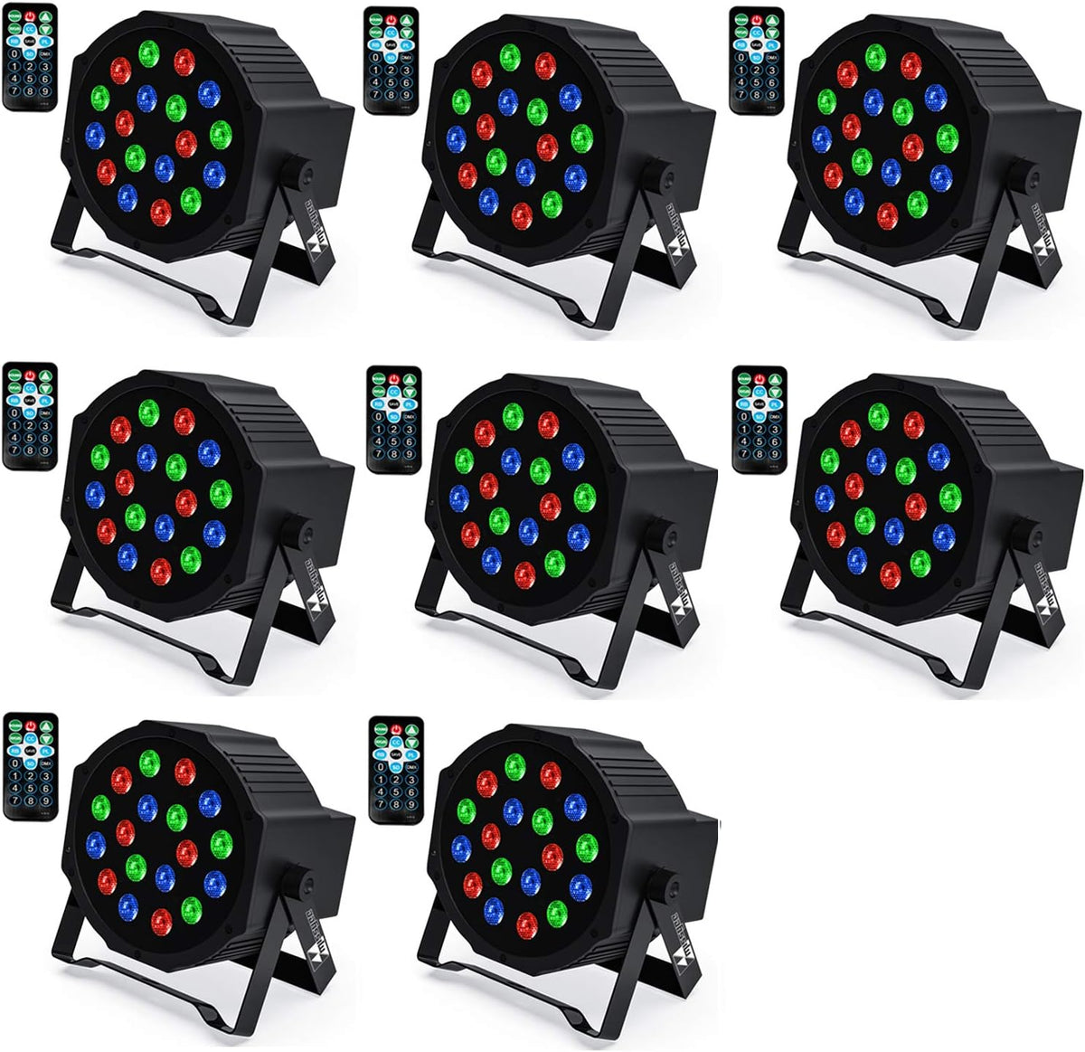 18 RGB LED Stage Lights Sound Activated DMX with Remote Control 4 pcs L457