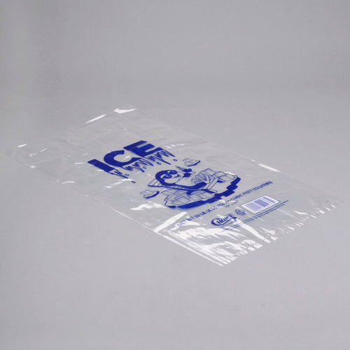 10 lb. Clear Plastic Ice Bag with Ice Print E171621
