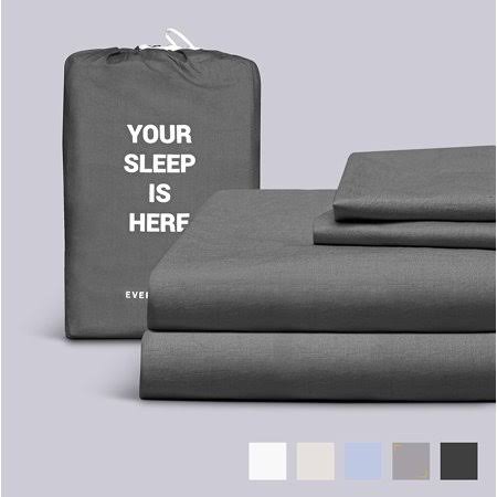 100% Cotton Percale Bed Sheets 4 Piece Set California King Gray D886847