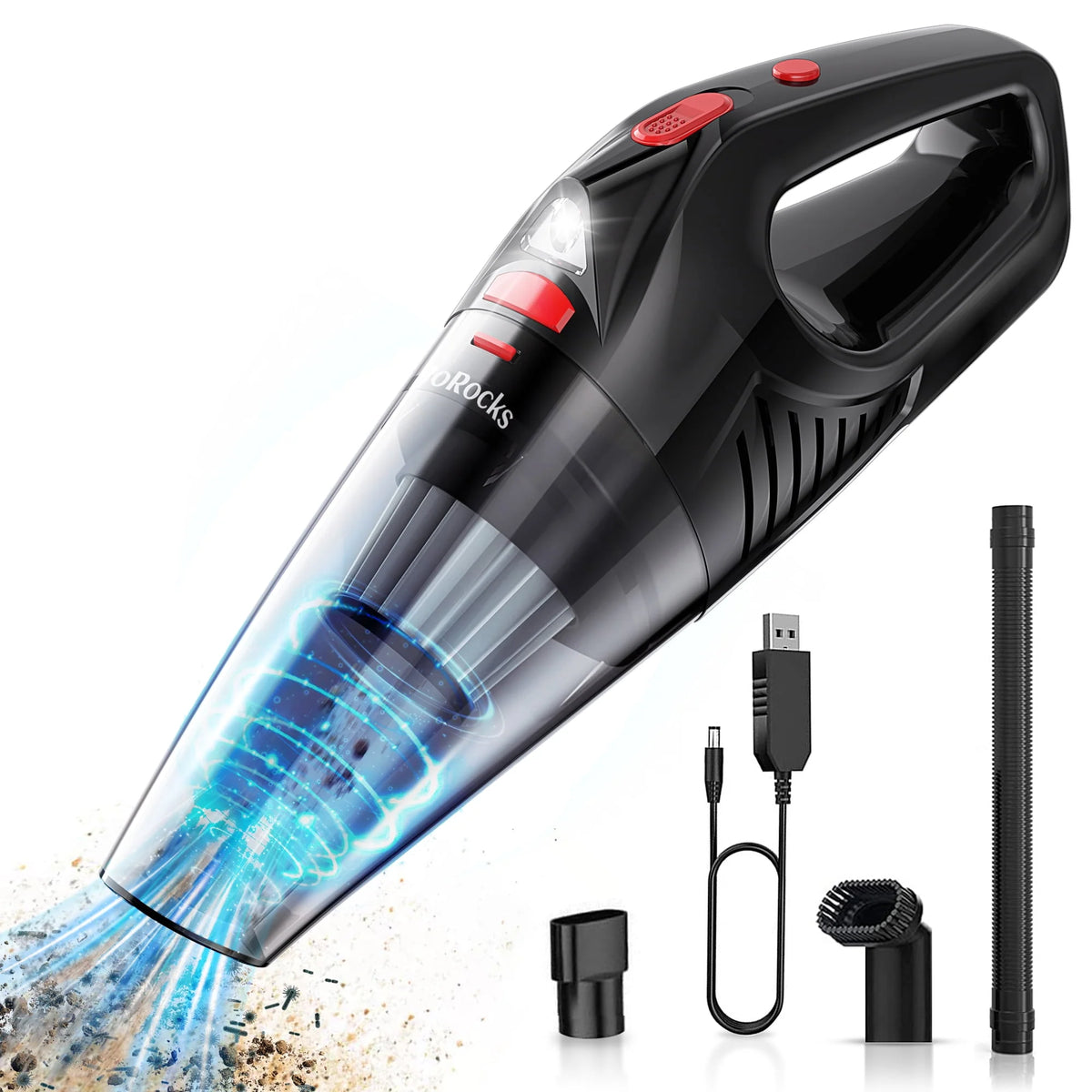 Cordless Portable Handheld Car Vacuum Cleaner with LED Lights J81207