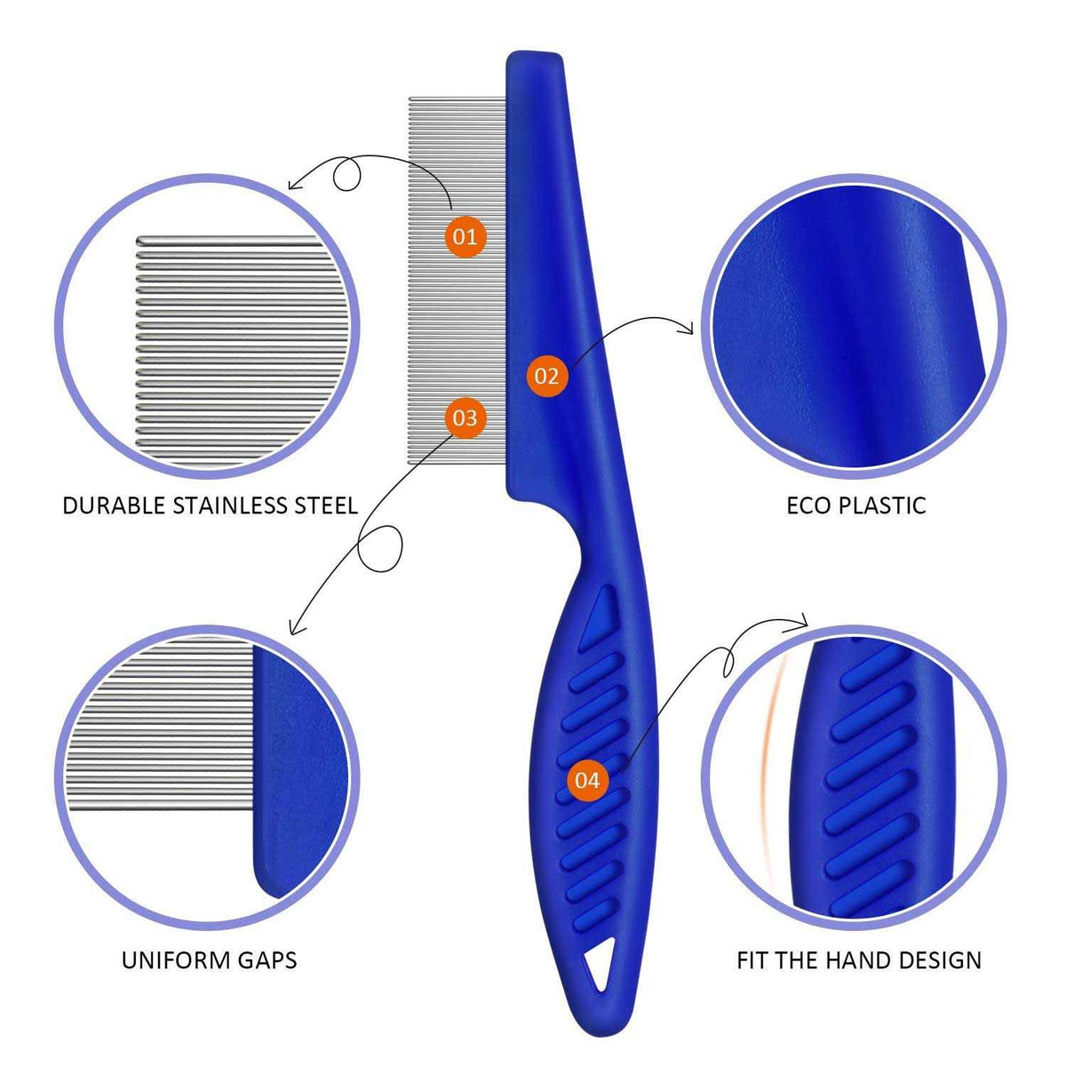 6 Pieces Pet Grooming Flea Combs W581