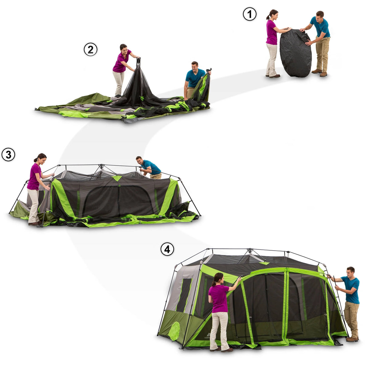 14' x 13.5' 9 Person 2 Room Instant Cabin Tent with Screen Room P157