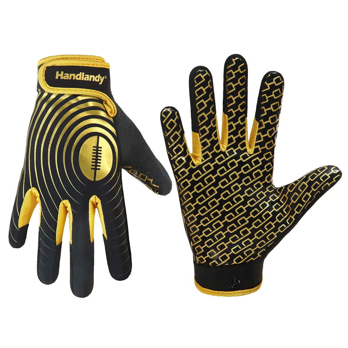 White and Gold Stretch Fit Football Gloves L6766