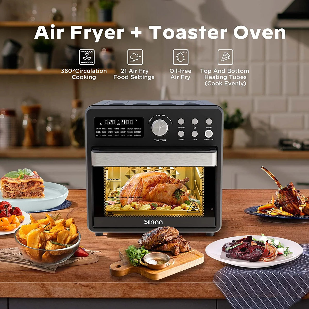 1600W 16QT 21-in-1 Air Fryer Toaster Oven K1203