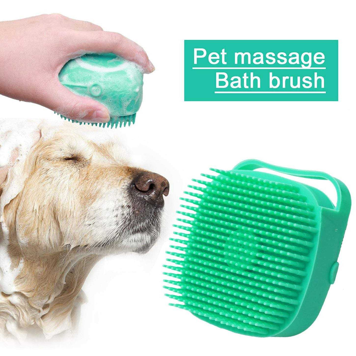 Dog Bath Brush with Shampoo Dispenser W800