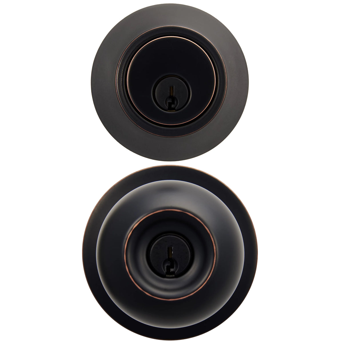Antique Brass Ball Doorknob and Deadbolt Combo Pack S265