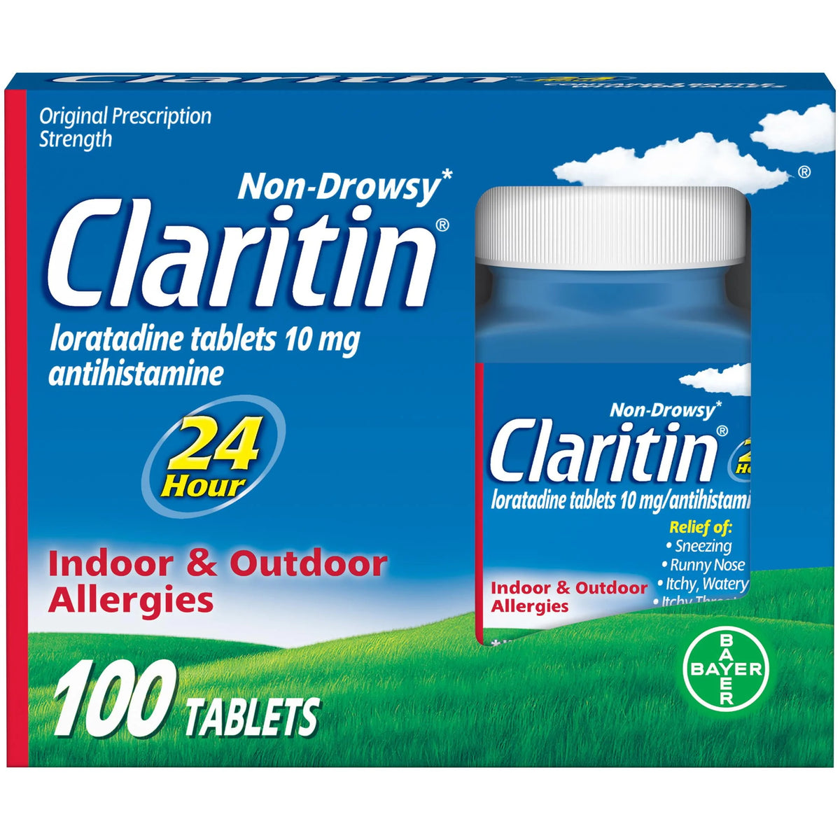 Non-Drowsy 24 Hour Loratadine Antihistamine Tablets 100 Ct Q338