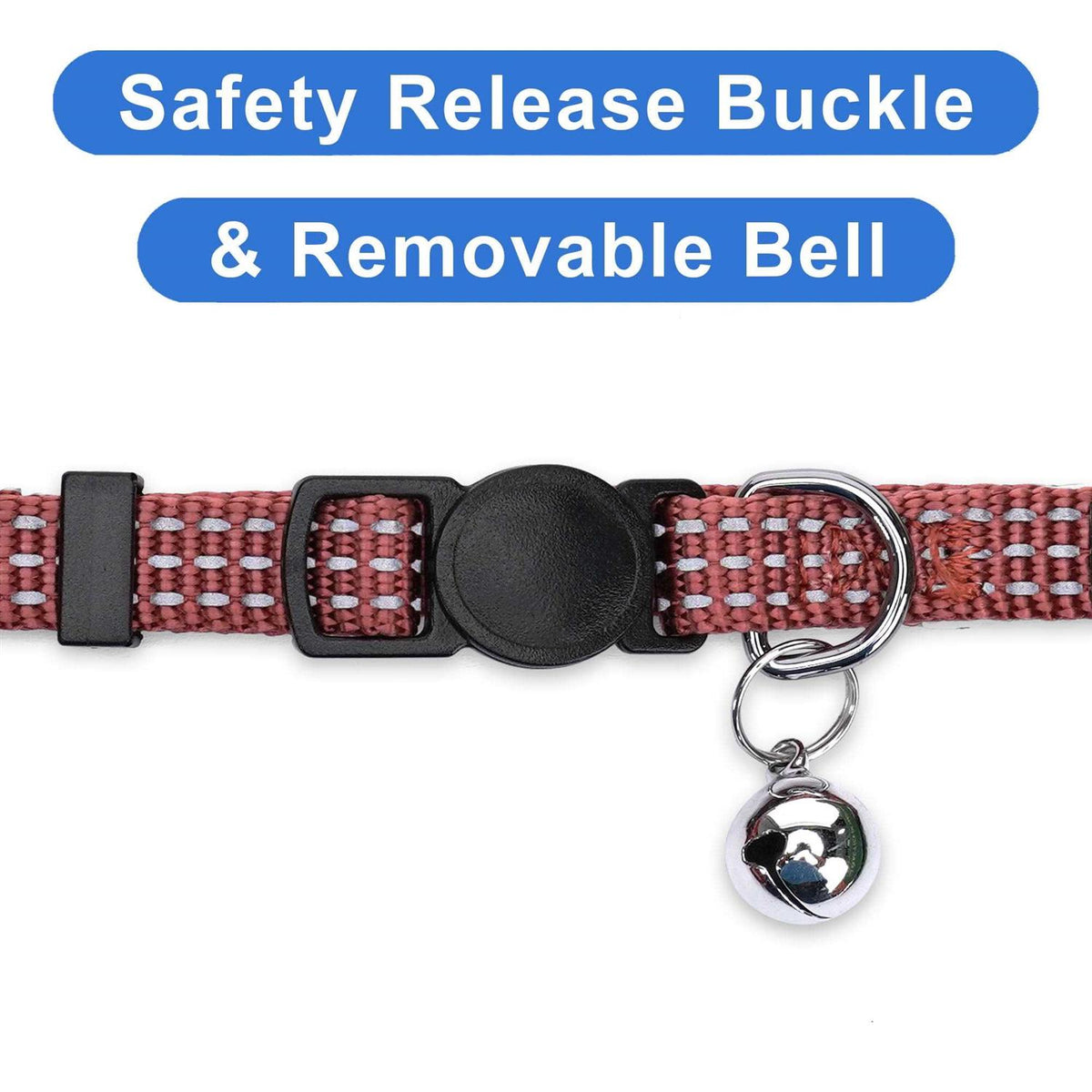 Cat Collar with Safety Buckle and Removable Bell R626811