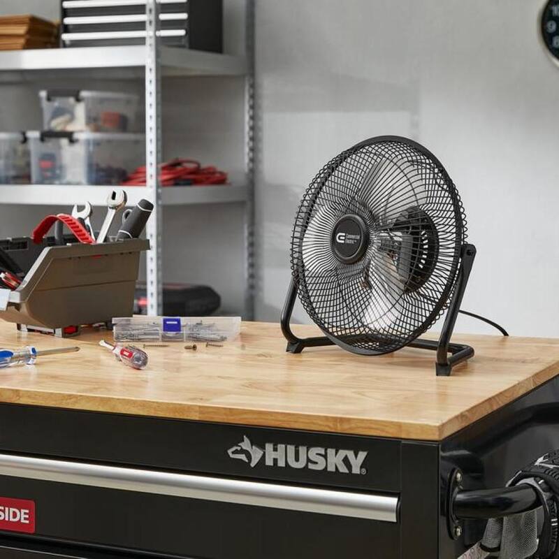 Black 3-Speed High Velocity Floor Fan with Wall Mount Bracket H661303