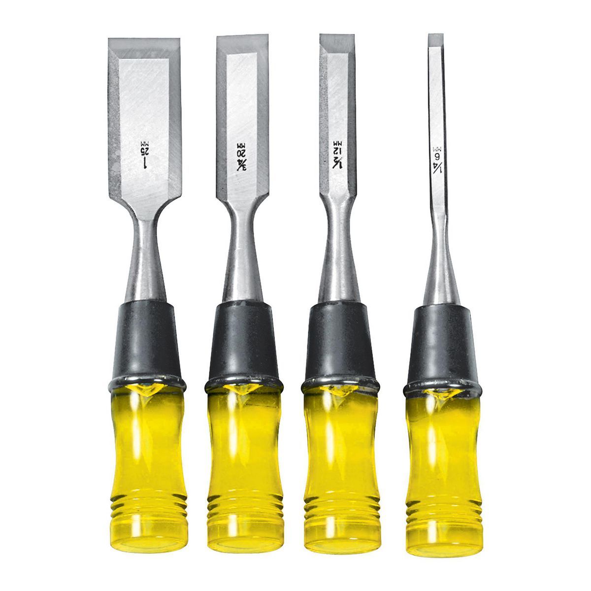 Wood Chisel Set with Clear PVC Handle, 4 Piece E265458