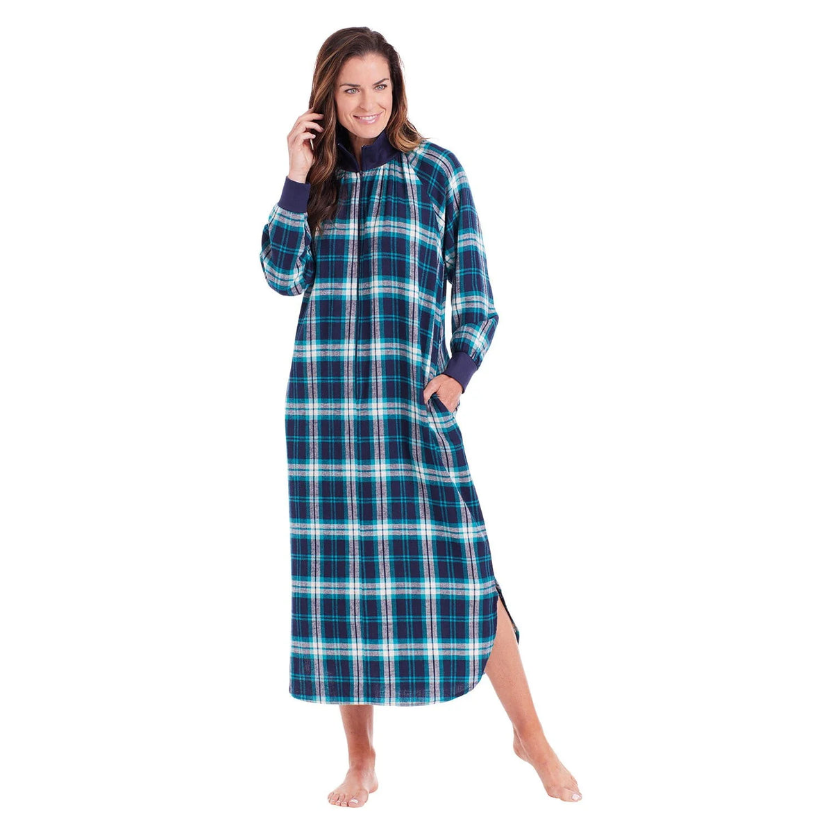 Navy Long Sleeve Flannel Nightgown S47808