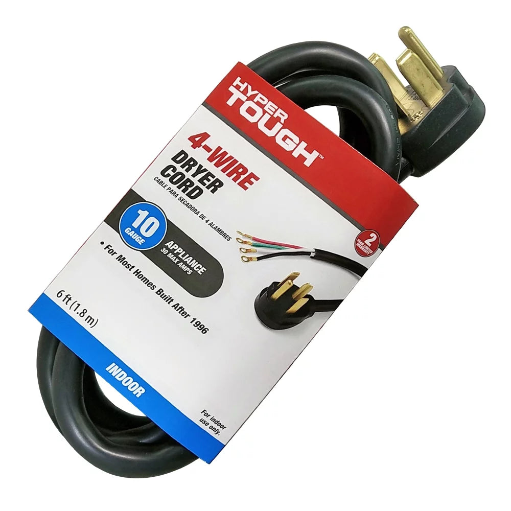 6FT 10AWG 4 Prong Black Dryer Cord W83548