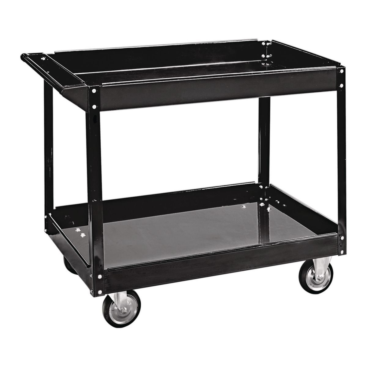 36 in. x 24 in. Two Shelf Steel Service Cart, Black Y6480
