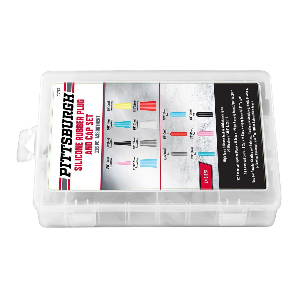 Silicone Rubber Plug and Cap Set, 116-Piece E98515