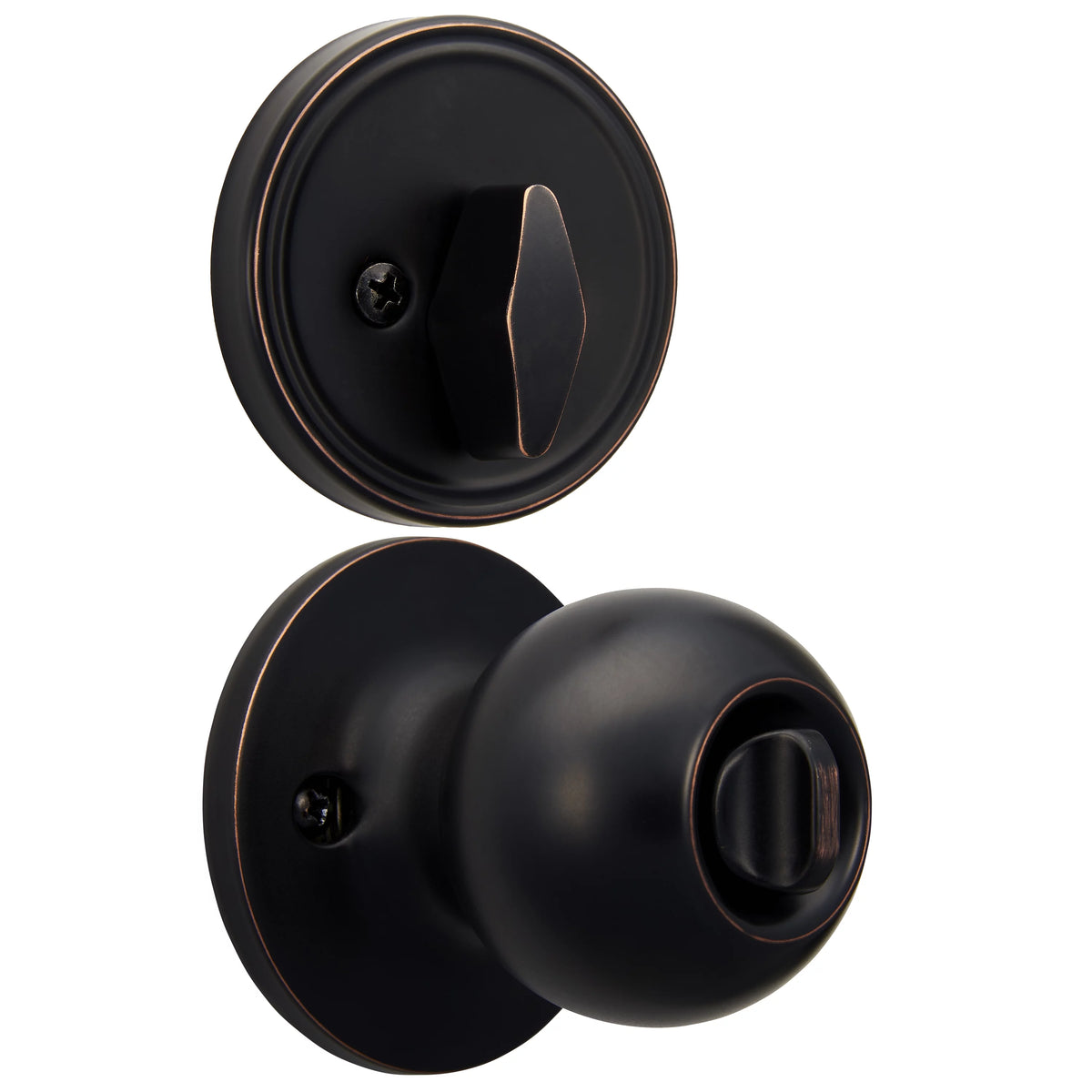 Antique Brass Ball Doorknob and Deadbolt Combo Pack S265