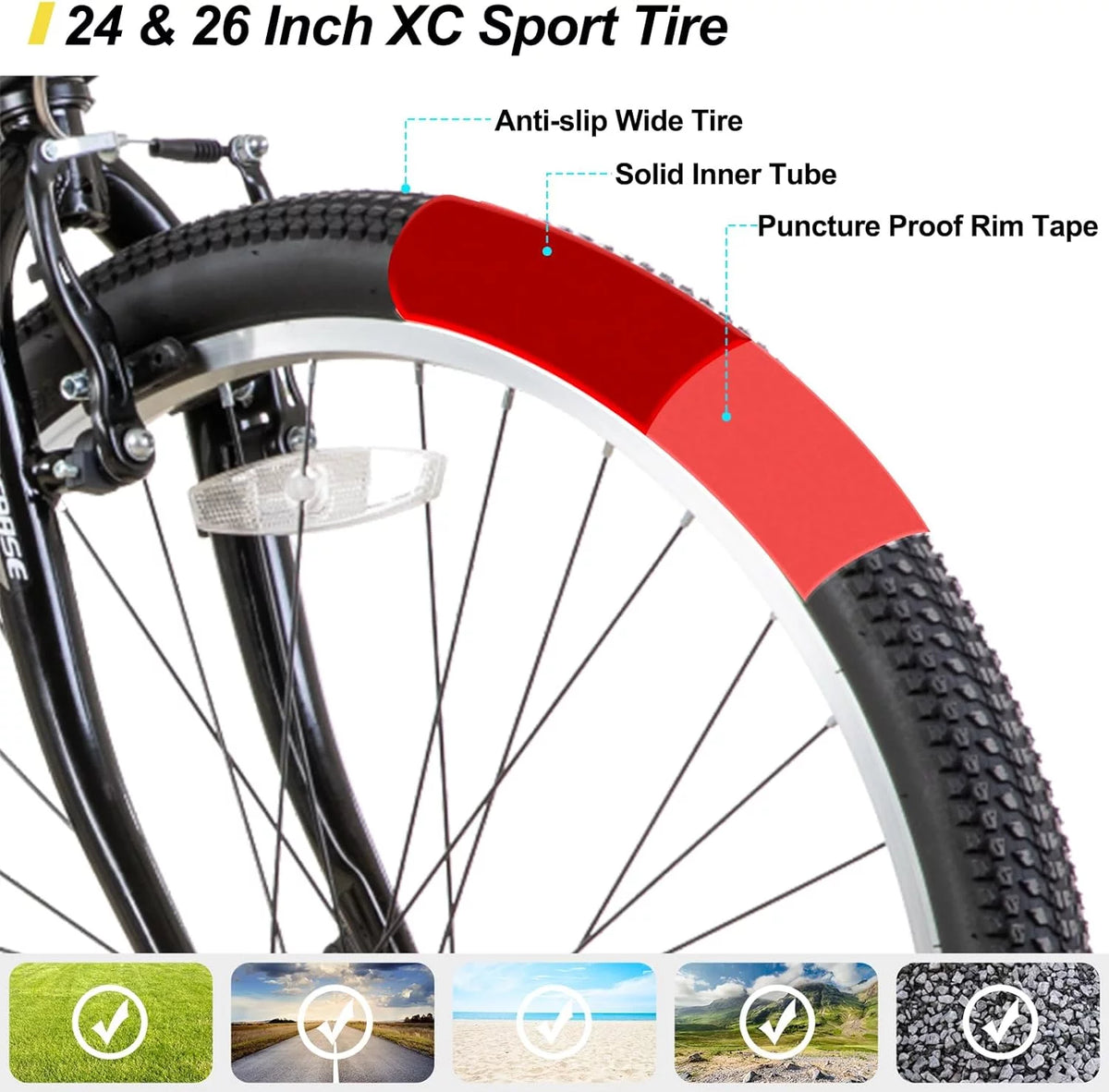 24 26 inch 21 Speeds High-Carbon Steel Frame Mountain Bike H74623