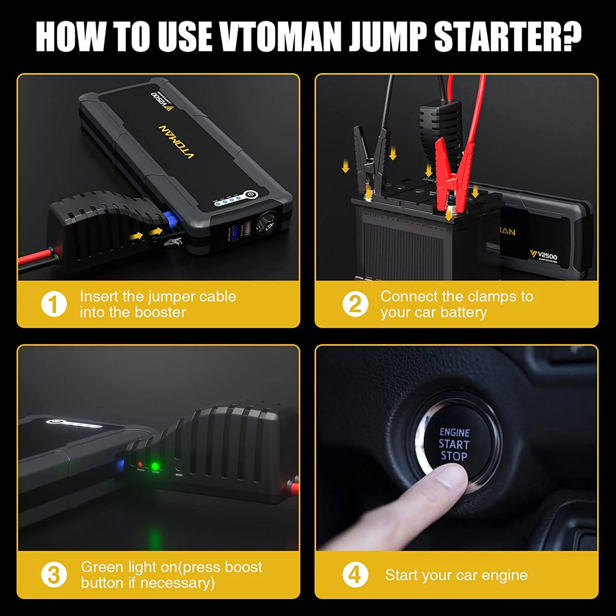 2500A Peak 12V Portable Car Jump Starter I932
