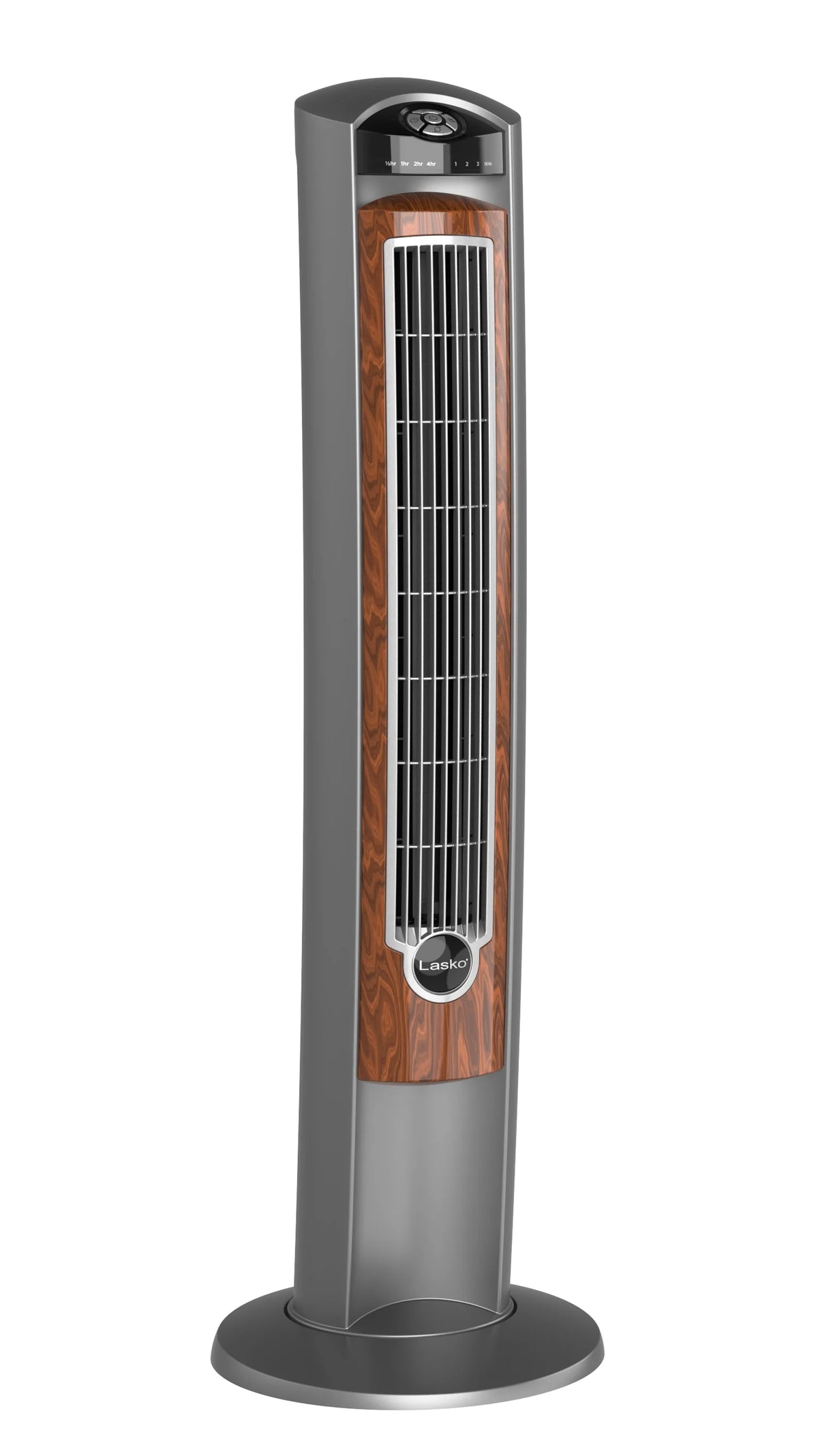 42 Wind Curve Tower Fan with Ionizer, Timer and Remote, Gray Woodgrain F32360