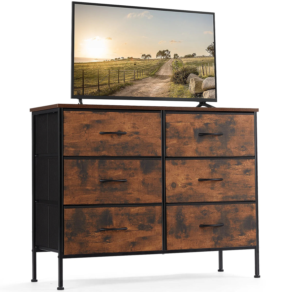 5 Drawer Dresser TV Stand with Open Shelves R8284