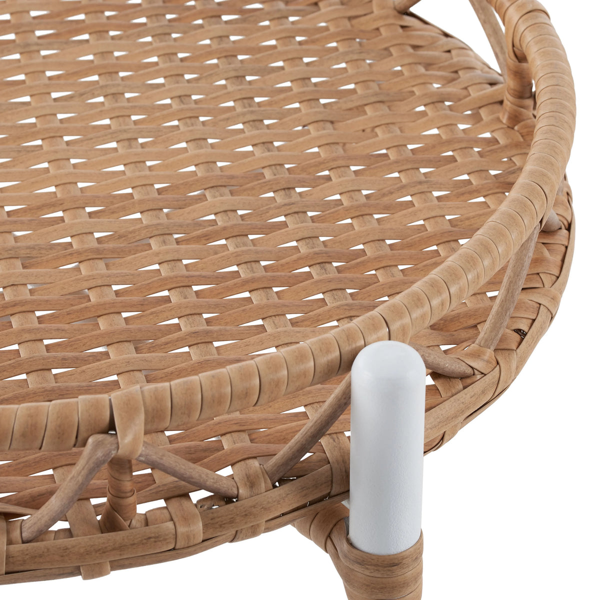 White Woven Top Round Side Table P456