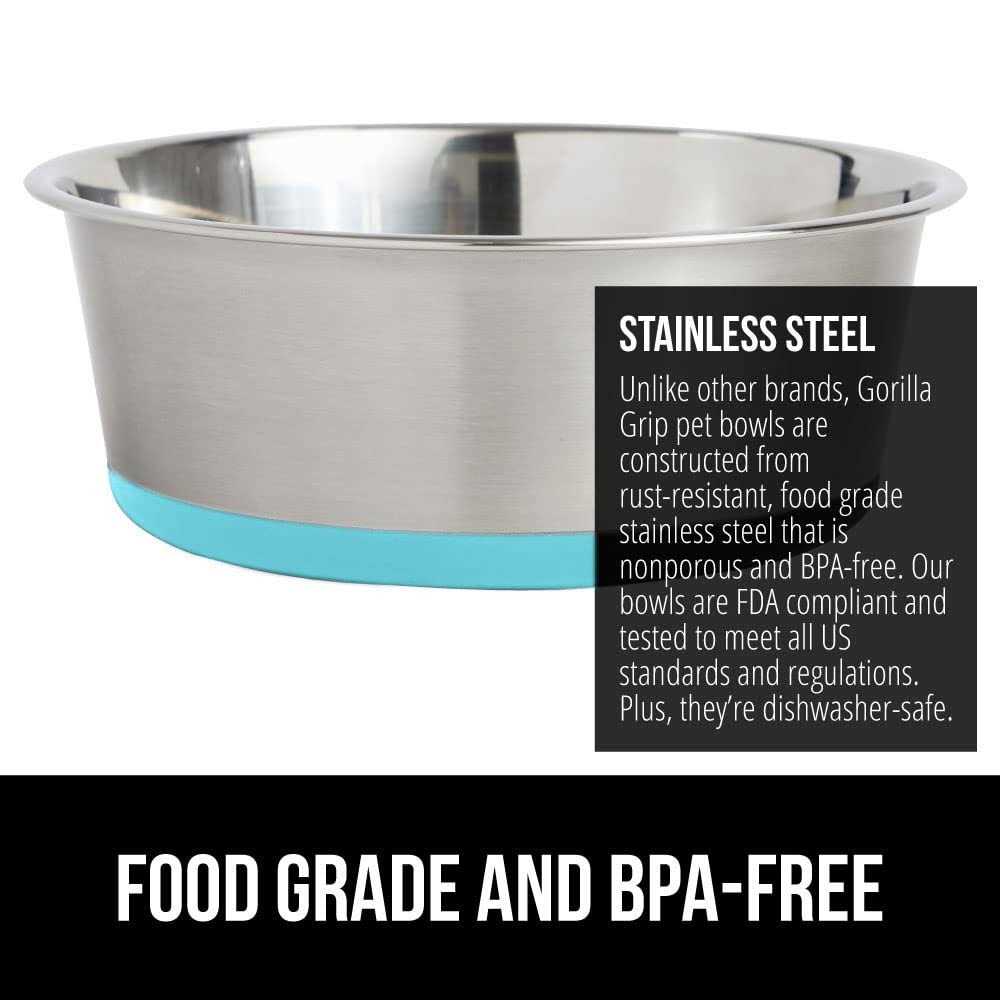 Stainless Steel Dog Bowl Set of 2 Rubber Base A483