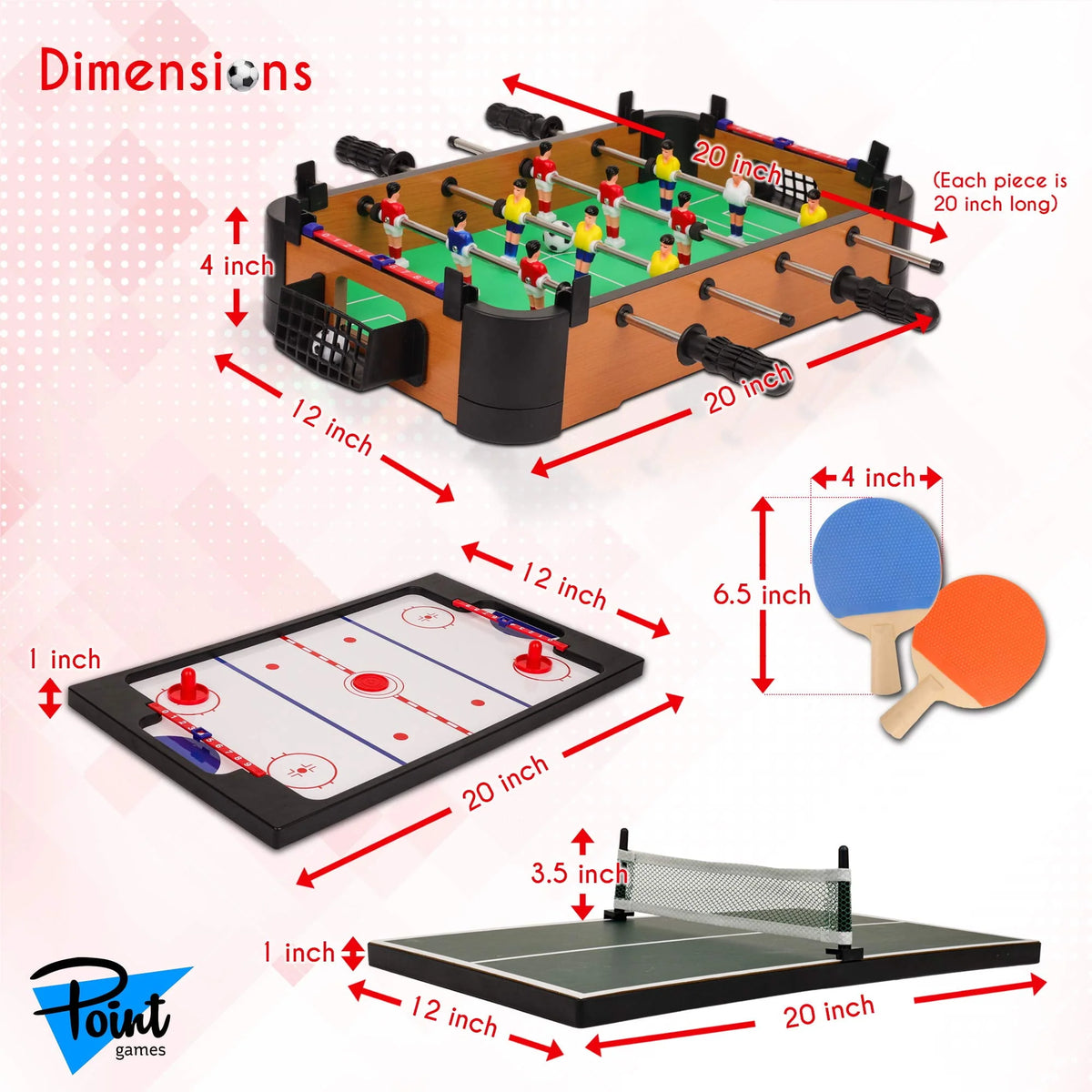 3 in 1 Foosball Air Hockey Table Tennis Game Set M897064