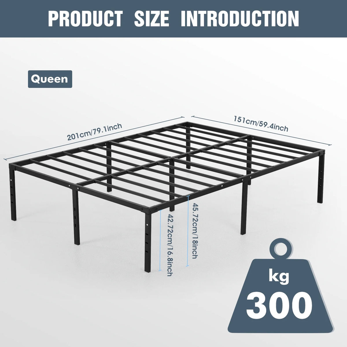 Metal Platform Bed Frame with Built-in Storage Full Size G83854