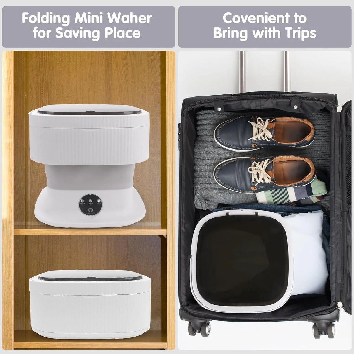 10L Foldable Portable Washing Machine with Spin Dryer M594398