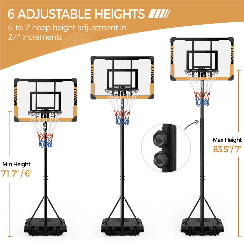 Height Adjustable Portable Basketball Hoop with Wheels M400858