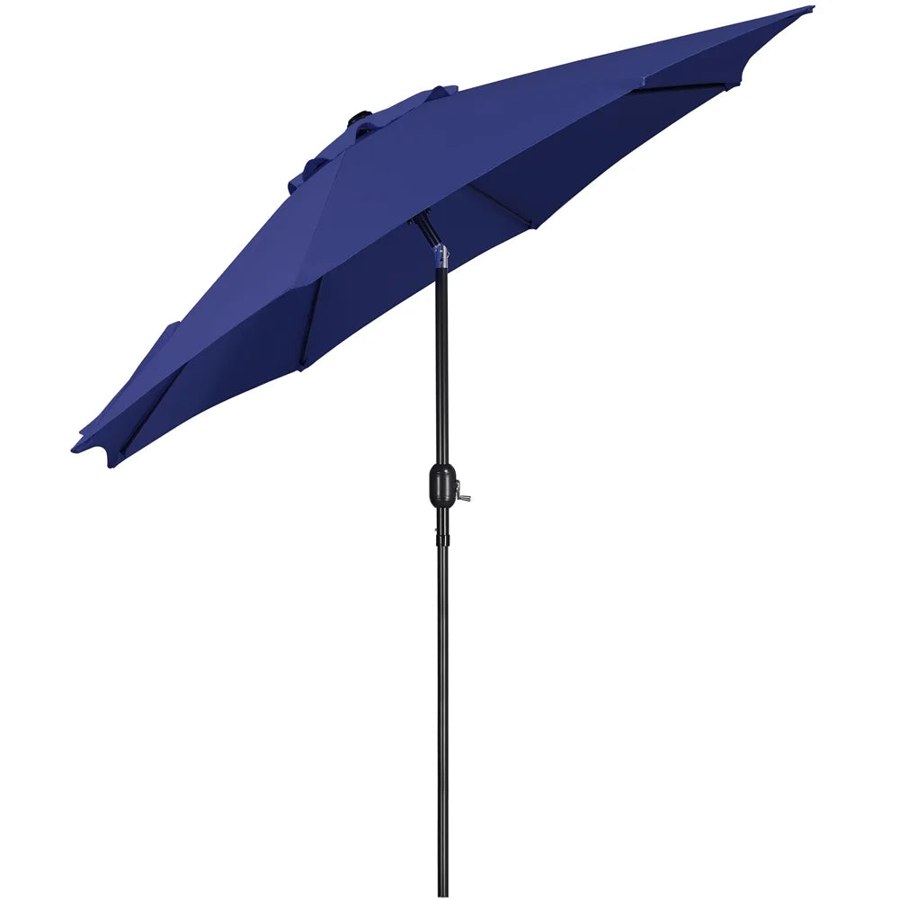 9FT Patio Umbrella with Push Button Tilt and Crank, Navy Blue T85374