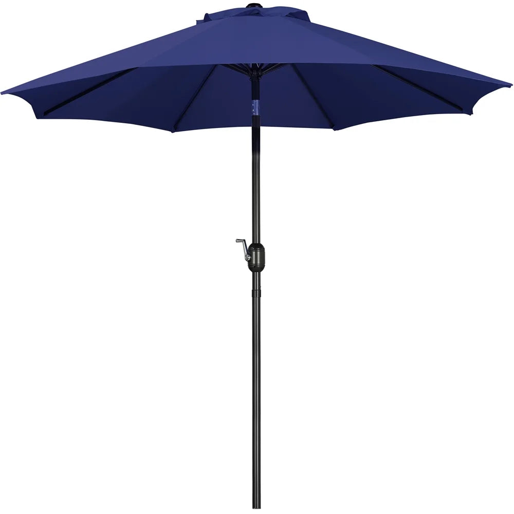 9FT Patio Umbrella with Push Button Tilt and Crank, Navy Blue T85374