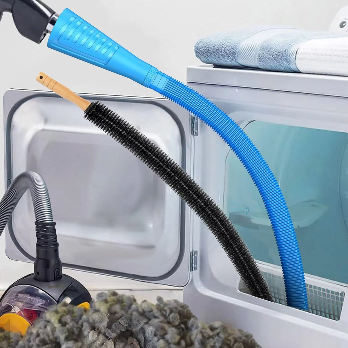 4PCS Dryer Vent Cleaning Kit Brush Vacuum Attachment I345